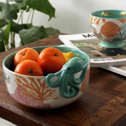 Coral Octopus Nibbles Bowl