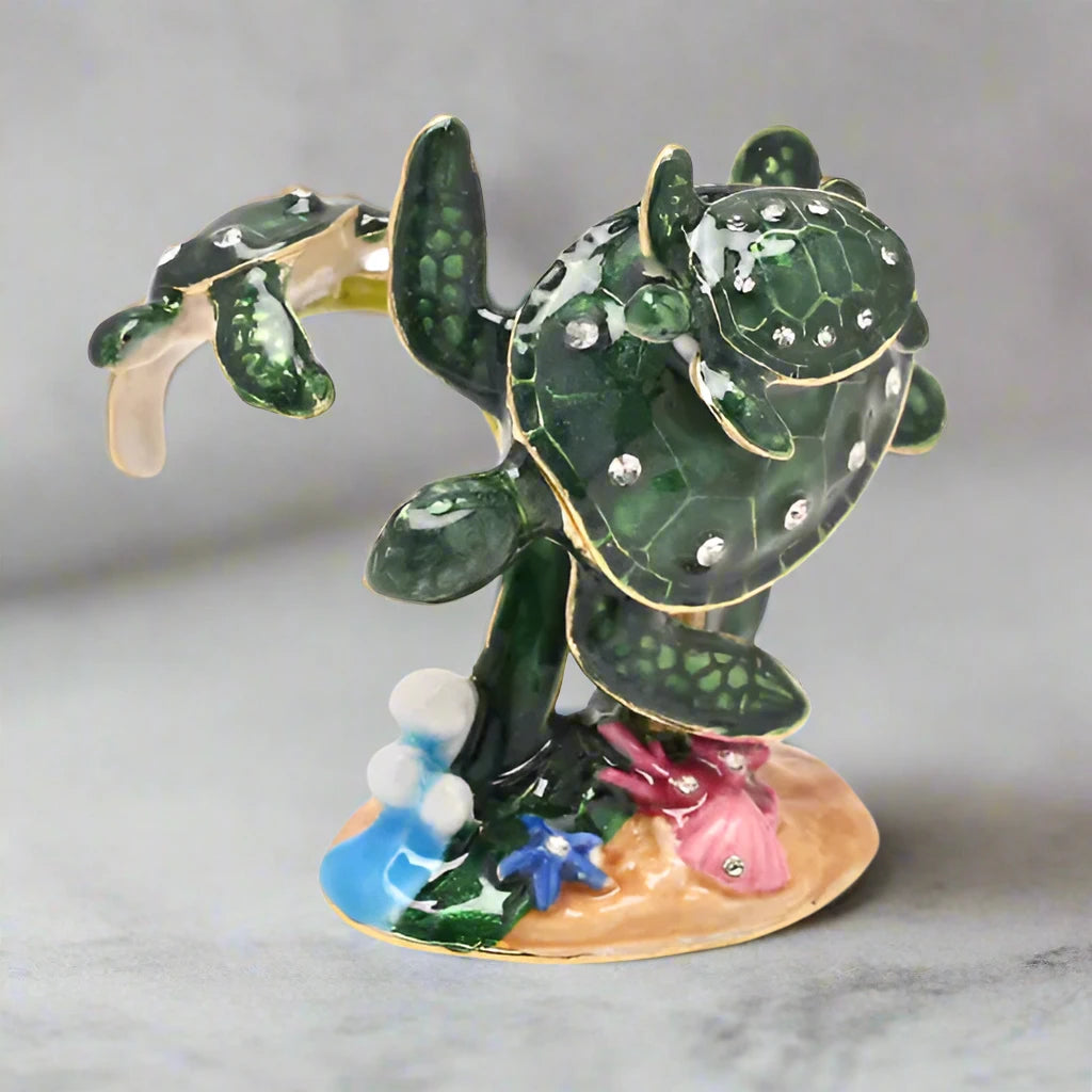 Coral Turtle Treasured Trinket Box