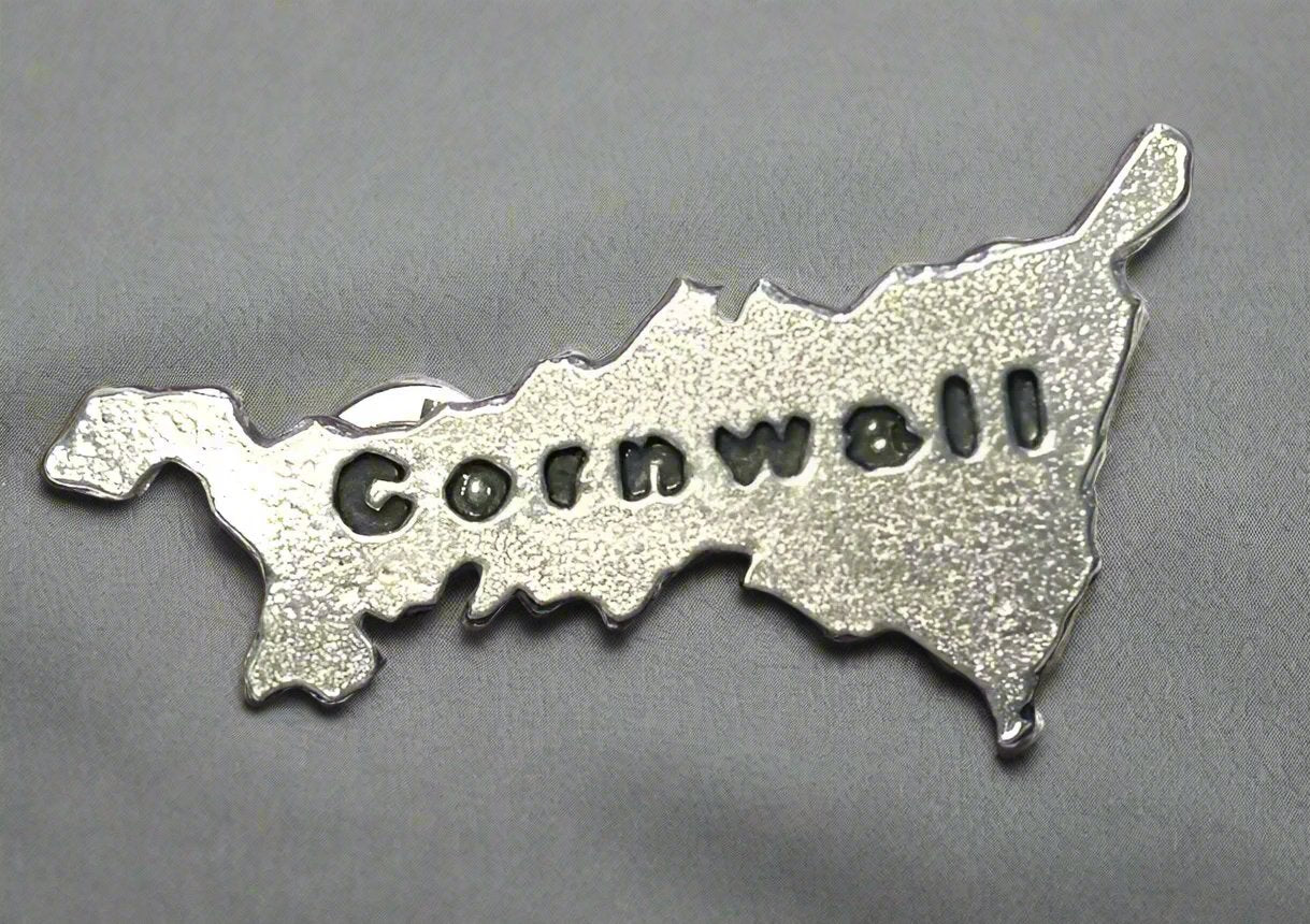 Cornish Pewter Cornwall Map Pin Badge