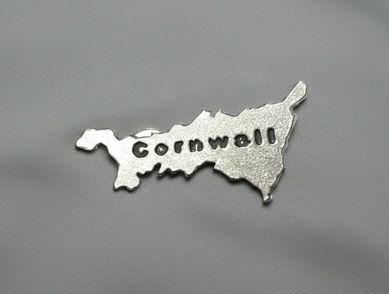 Cornish Pewter Cornwall Map Pin Badge
