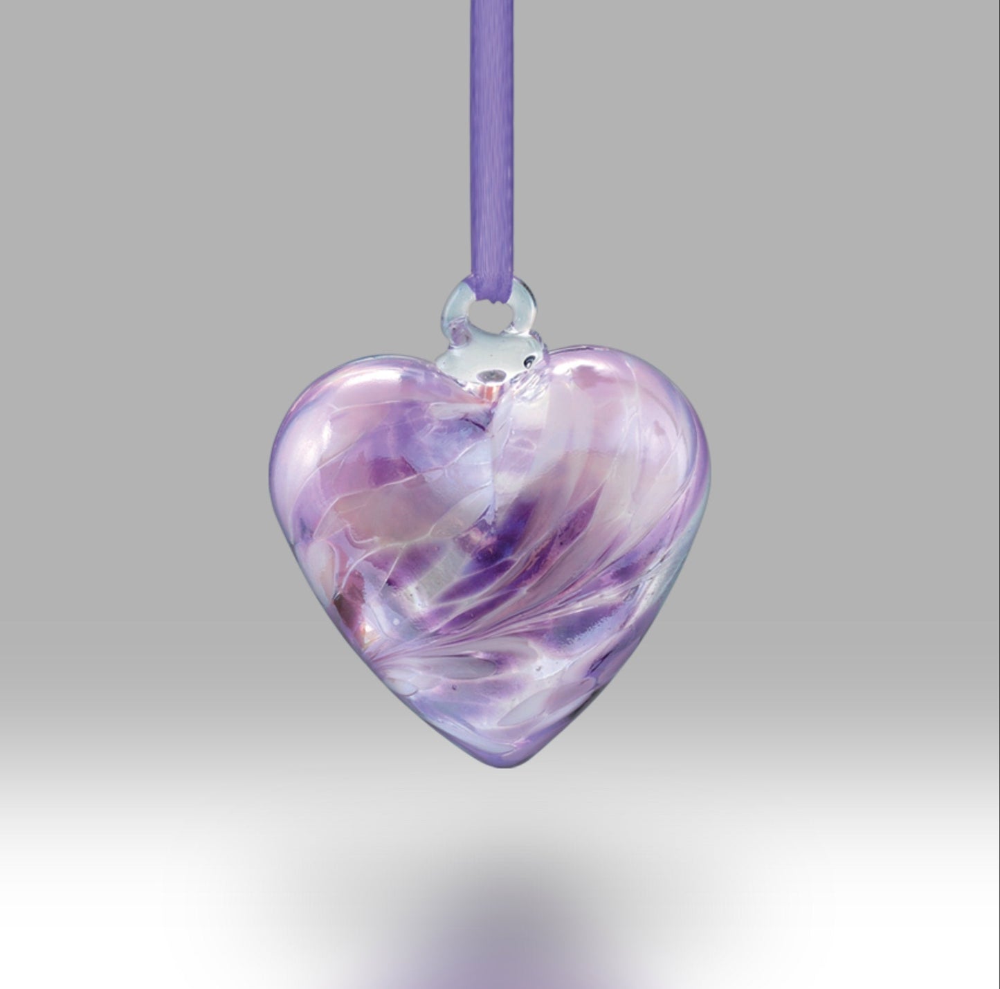 Lilac/White Special Daughter, Coloured Glass Heart - 7 cm