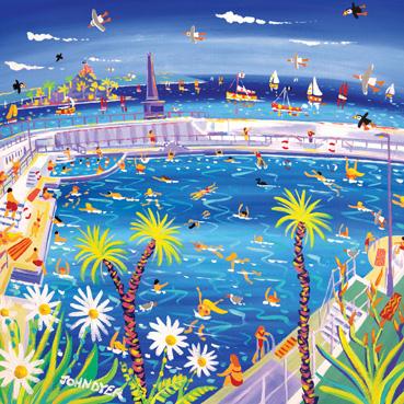 Dipping and diving in the Jubilee Pool, Penzance Greetings Card