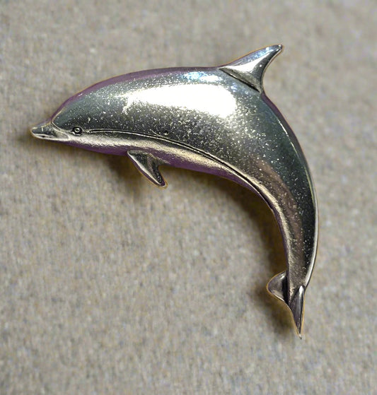 Cornish Pewter Leaping Dolphin Pin Badge