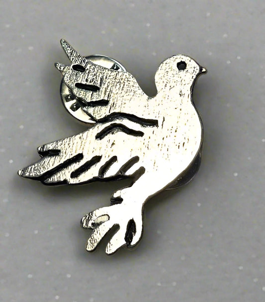 Cornish Pewter Dove of Peace Pin Badge