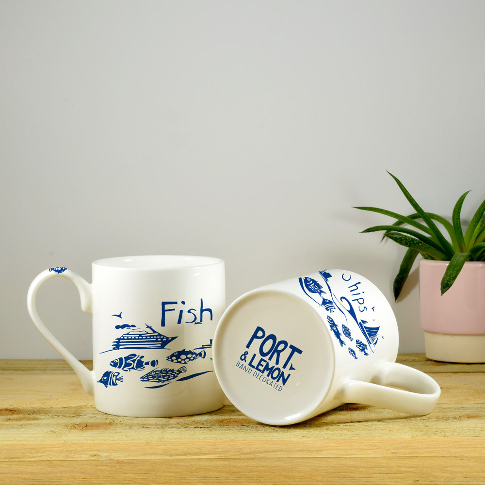 'Fish and Ships' Fine Bone China Mug