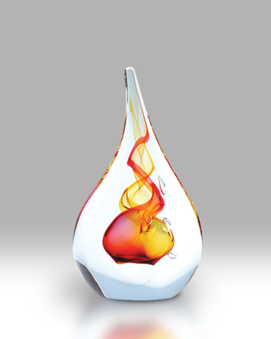 Crystal Glass Drop Paperweight - Gold/Ruby