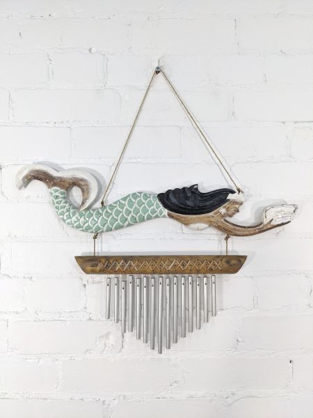 Aqua Mermaid Wind Chime, Wall Hanging 53 x 40 cm