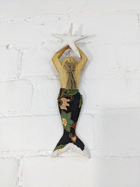 Wooden Mermaid with Batik Tail