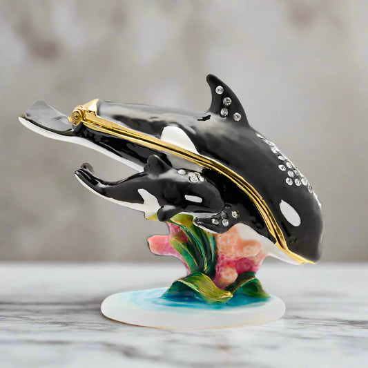 Mother and Baby Orca Whale Treasured Trinket Box