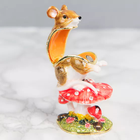 Mouse on Toadstool Treasured Trinket Box