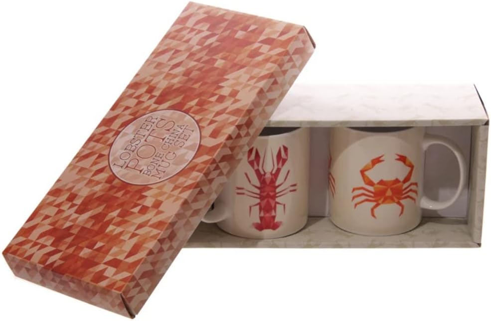 Lobster and Crab Design Bone China Mug Set