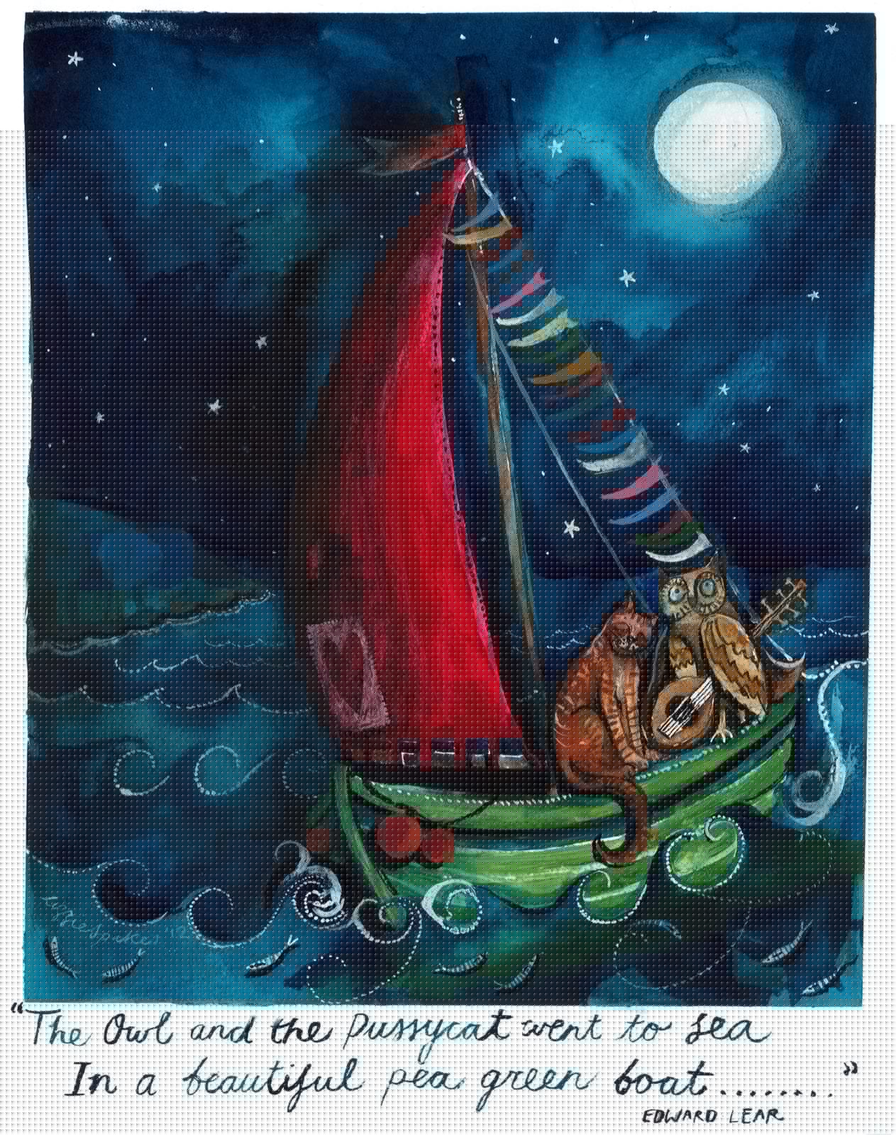 'The Owl and the Pussycat' Greetings Card