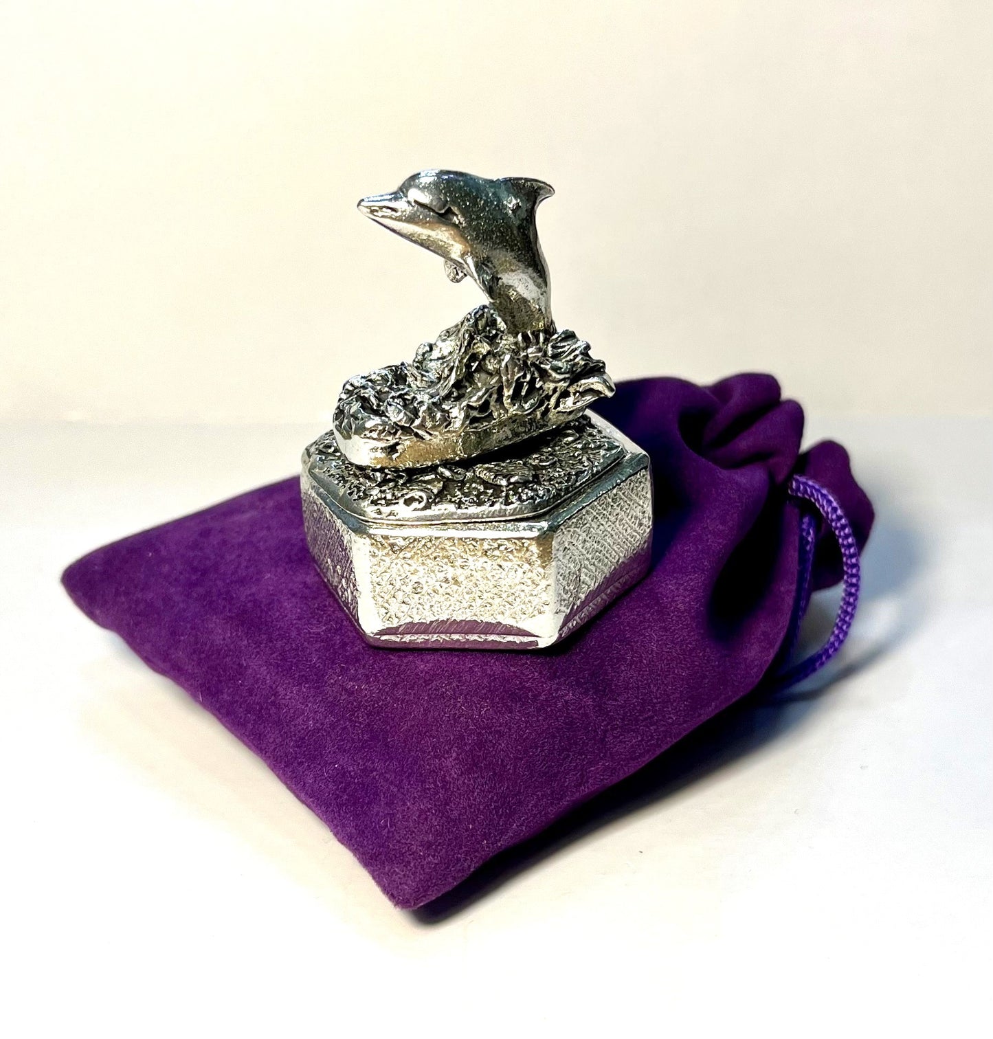 Cornish Pewter Hexagonal Trinket Box - Dolphin