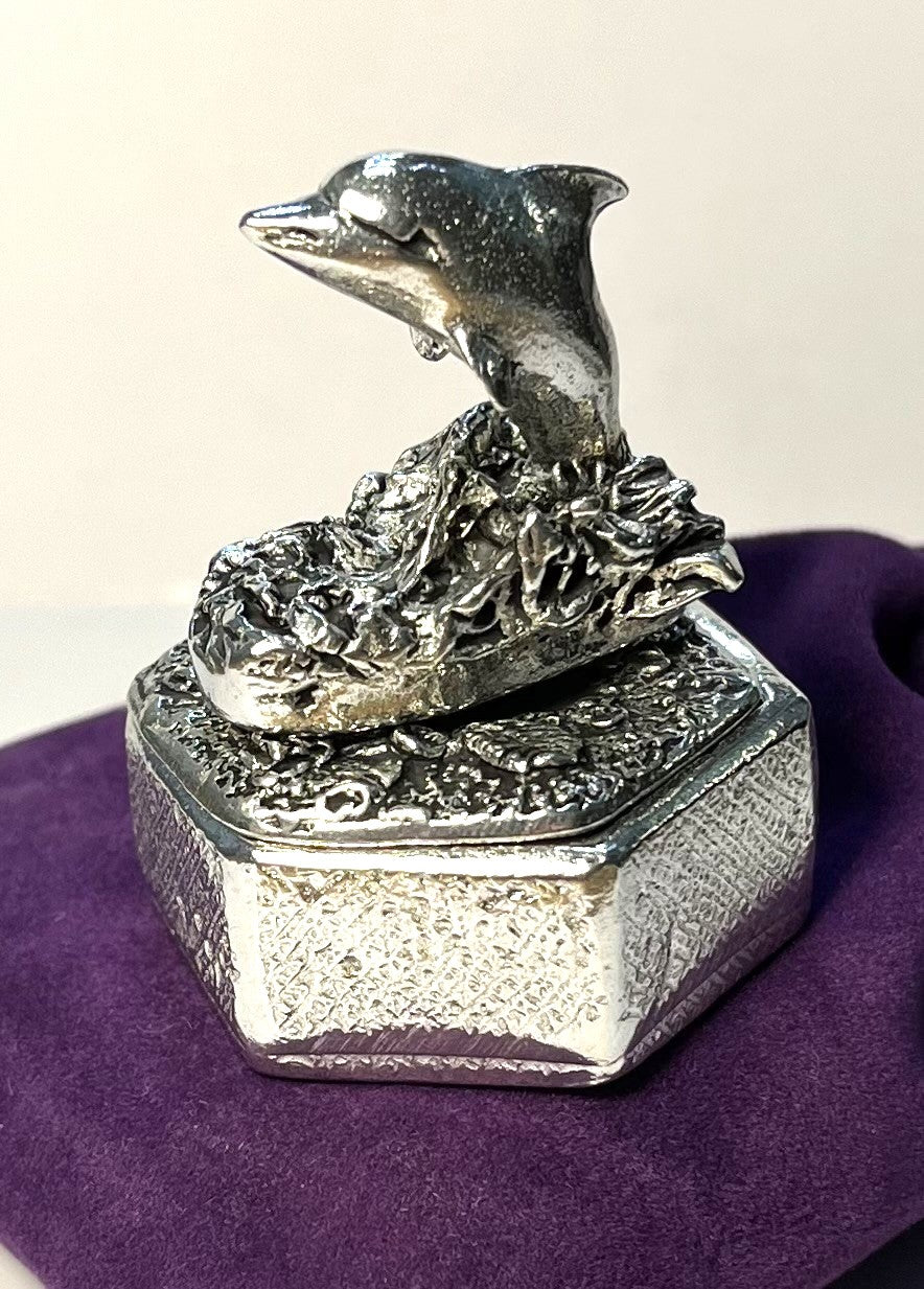 Cornish Pewter Hexagonal Trinket Box - Dolphin
