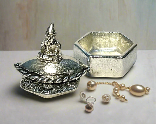 Cornish Pewter Hexagonal Trinket Box - Piskey on Pasty