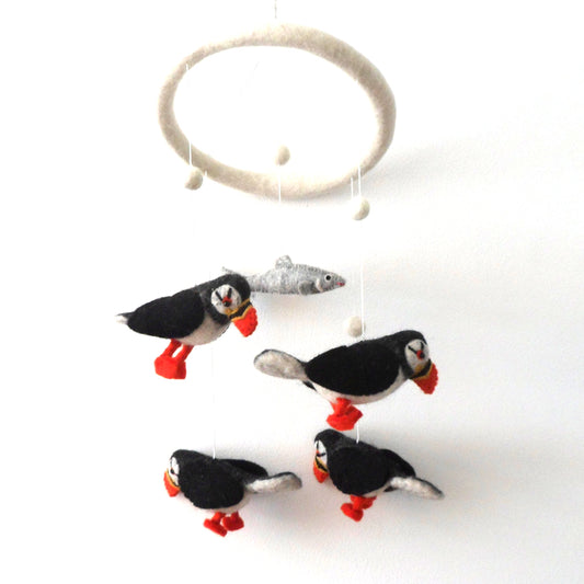 Handmade Felt Puffin Mobile