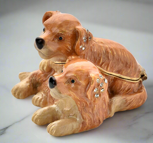 Pair of Puppies Treasured Trinket Box