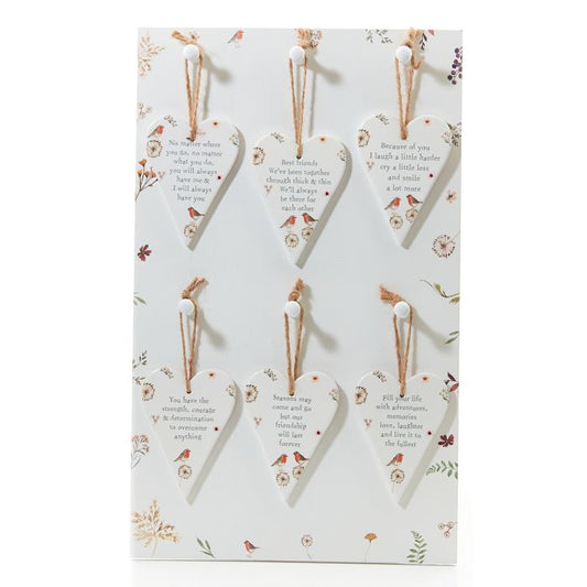 Robin Sentiment Hanging Hearts