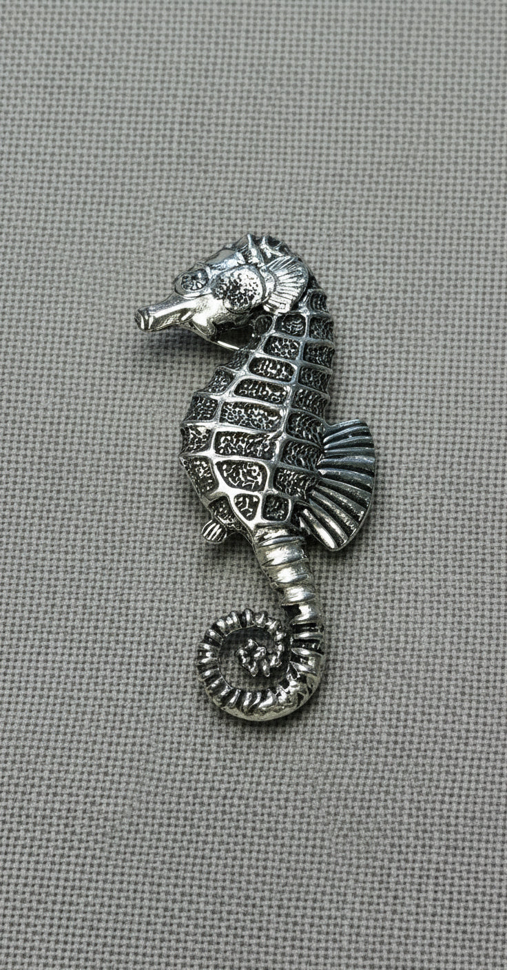 Cornish Pewter Seahorse Pin Badge