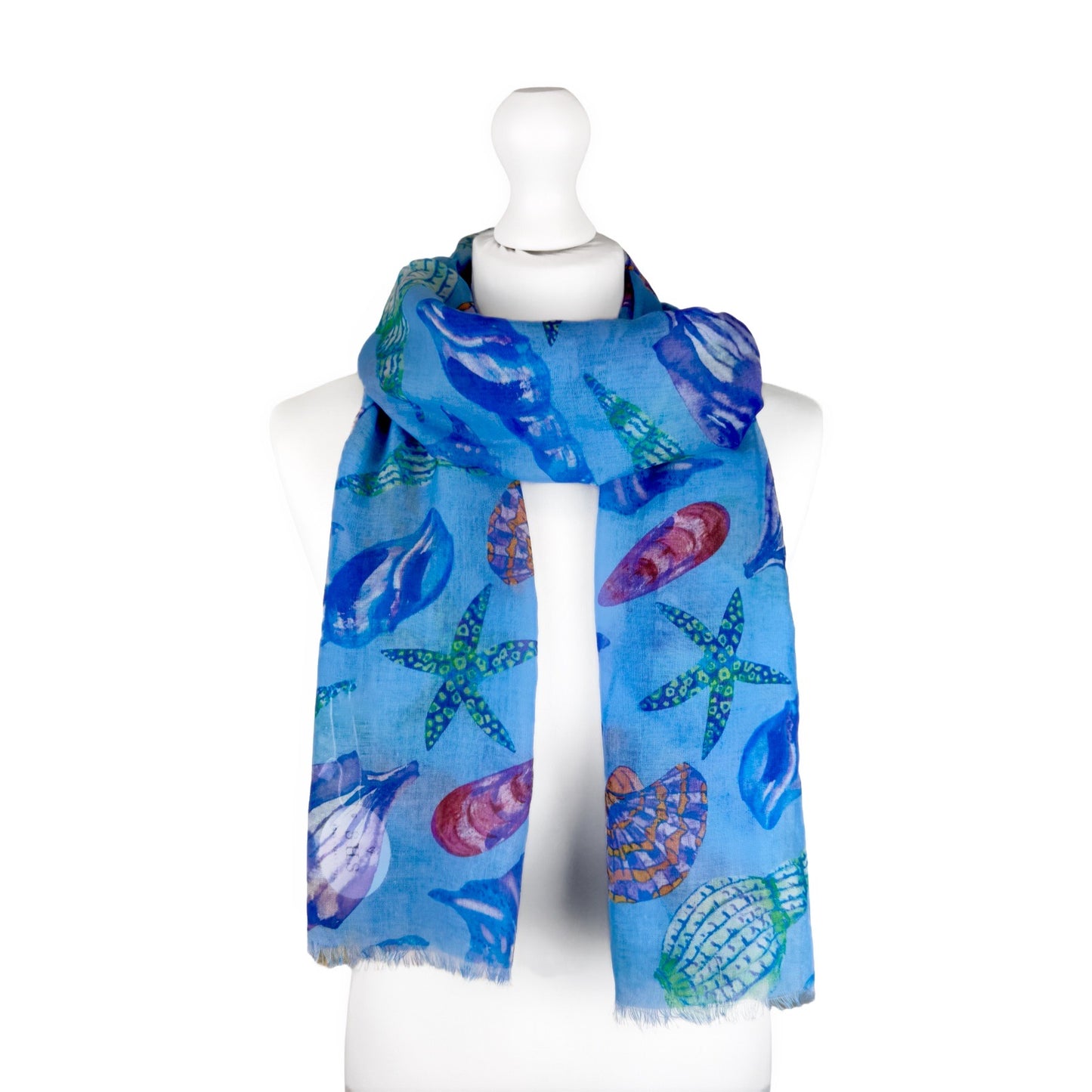 Seashell Print Scarf, Blue
