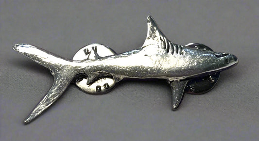 Cornish Pewter Shark Pin Badge