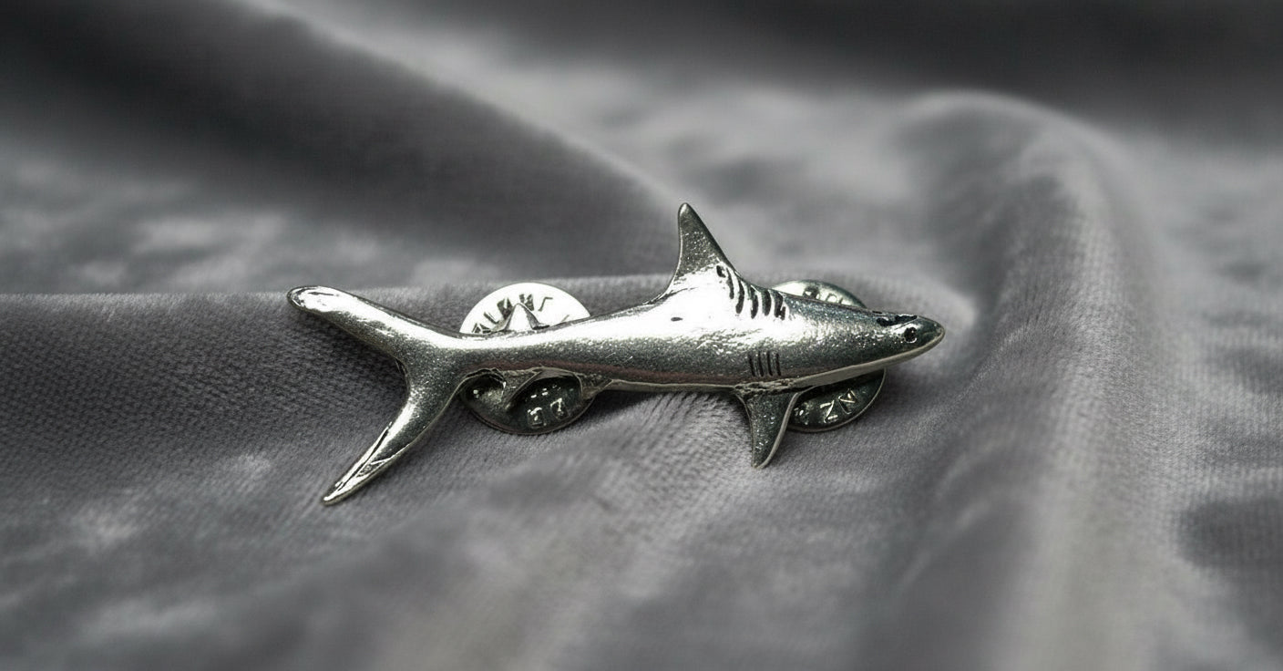 Cornish Pewter Shark Pin Badge
