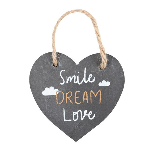 Smile, Dream, Love' Slate Hanging Heart