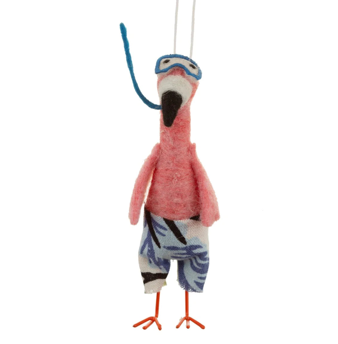 Sass and Belle, Felt Snorkelling Flamingo, Hanging Decoration