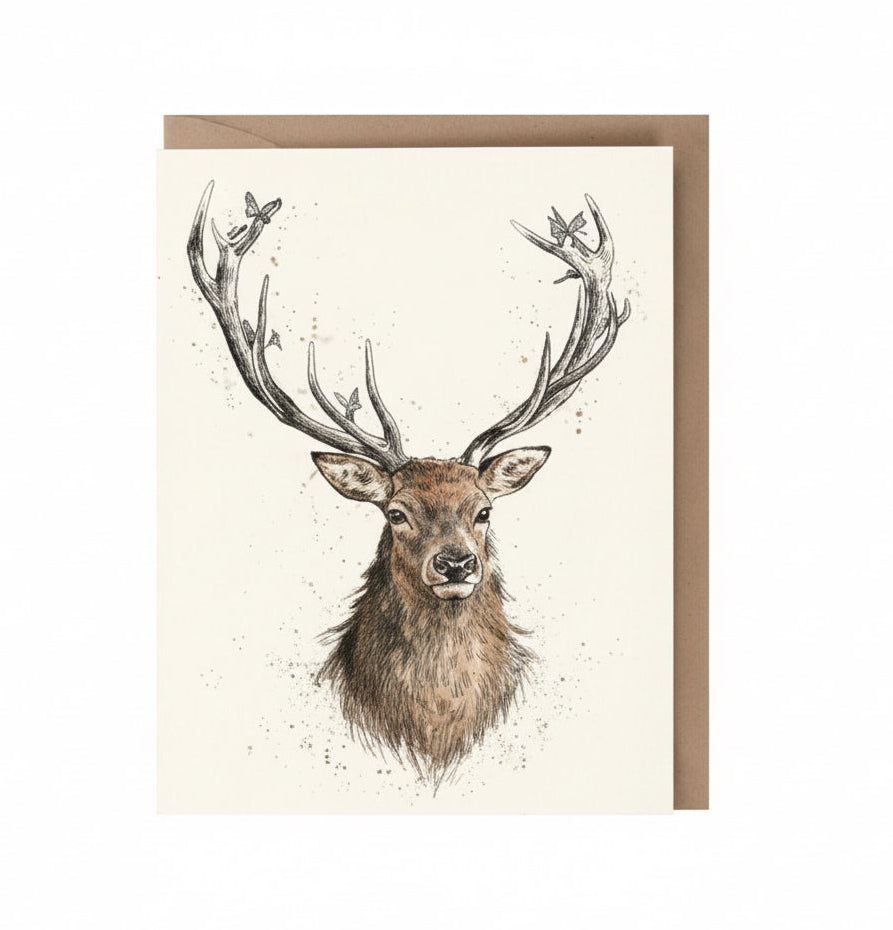 'Christmas Stag' Miniature Greetings Card