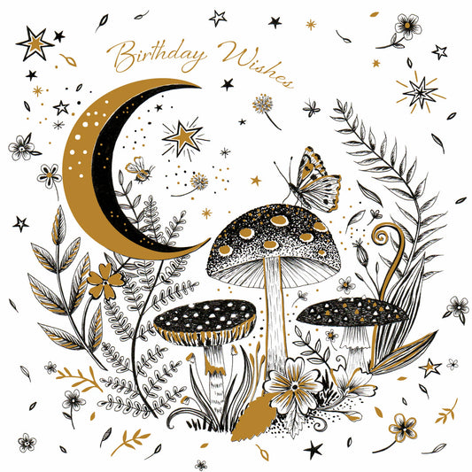 Ink Moon Toadstools Greetings Card