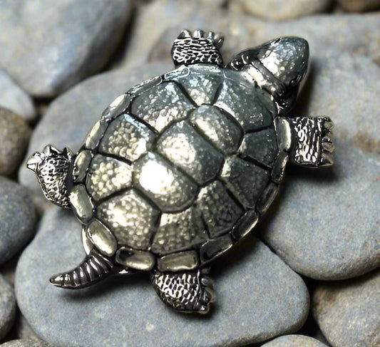 Cornish Pewter Large Turtle Brooch