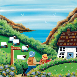 Walking the Coast Path Greetings Card by Nikky Corker