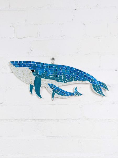 Mosaic Blue Whale, Wall Hanging 50 x 18cm