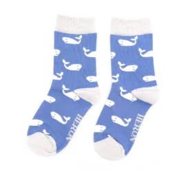 Boys Whale Socks, Size 2-3 Youth (Euro 17-19)