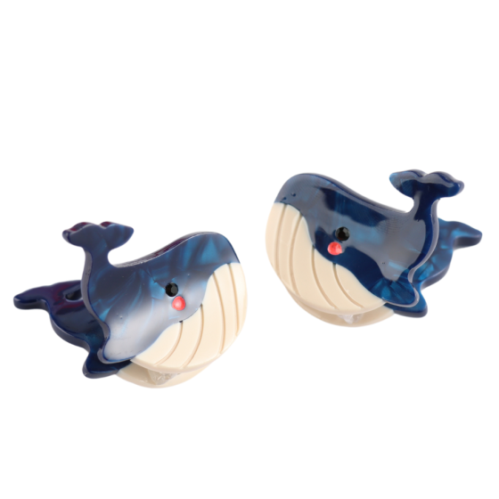 Mini Whale Hair Claw Clips, Twin Pack