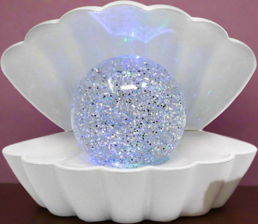 Colour Changing Mood Lamp Clam Shell - White Pearl