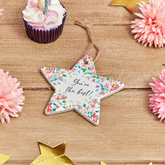 'Your the Best' Floral Hanging Star