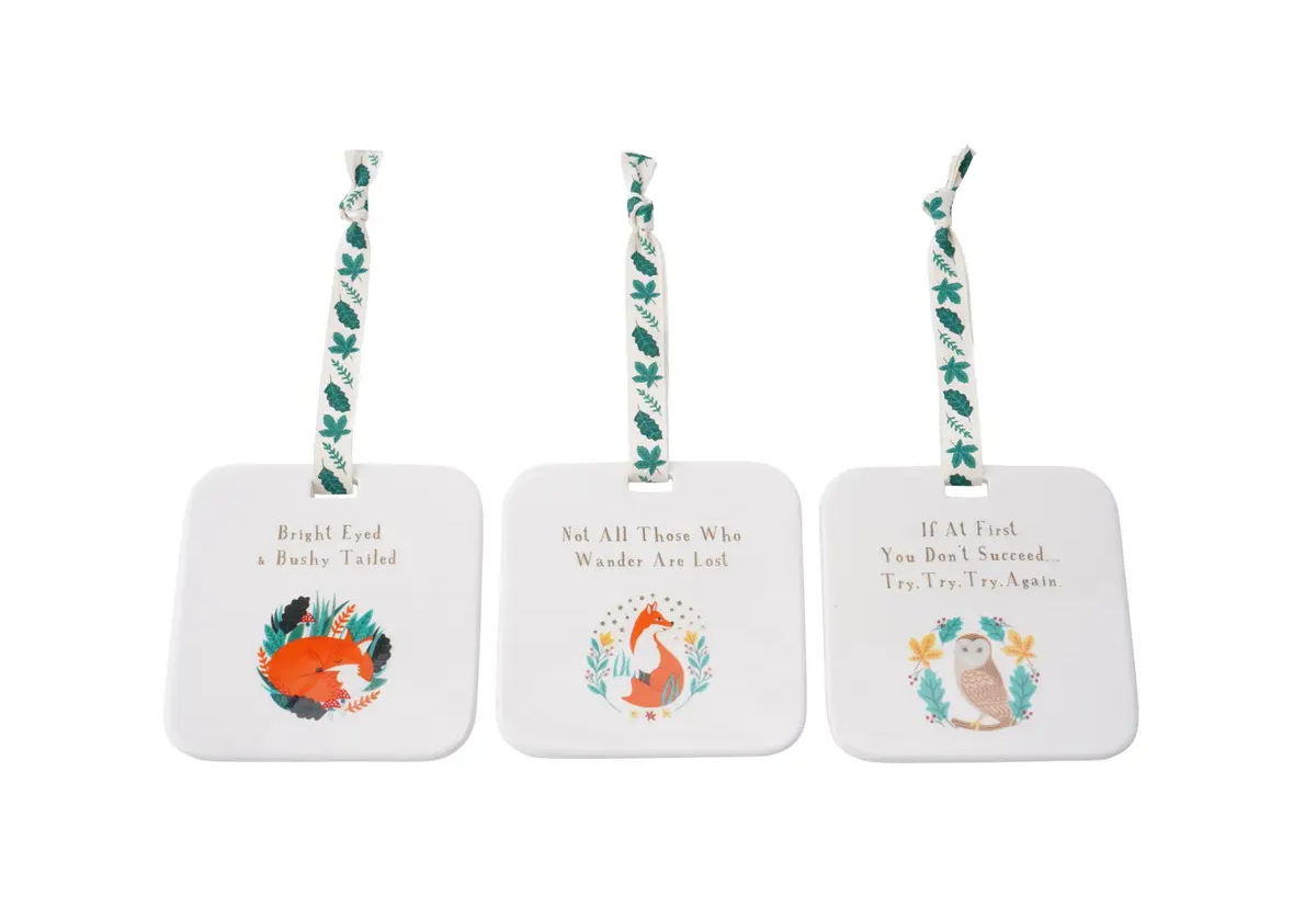 Fox & Fern Square Ceramic Hangers