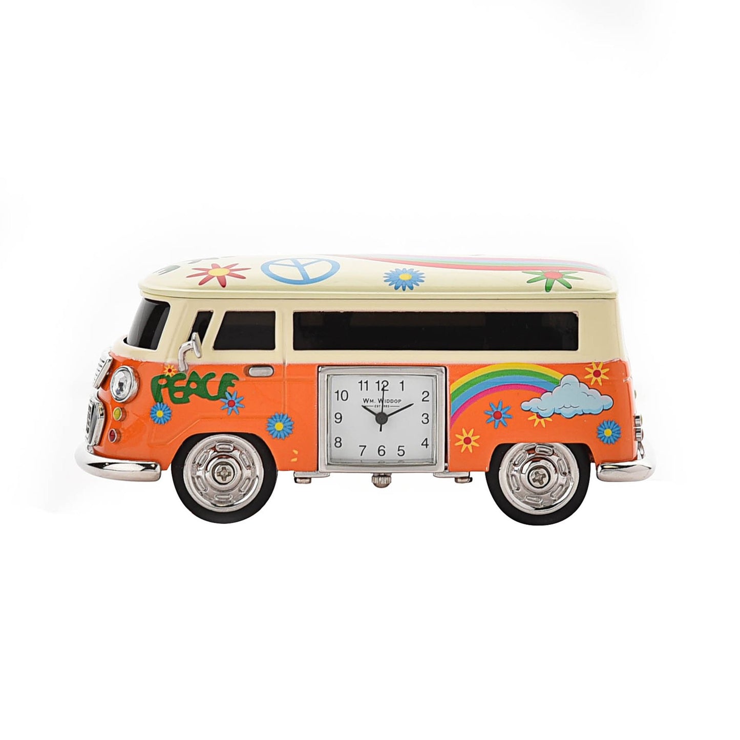 Miniature Orange Camper Van Clock
