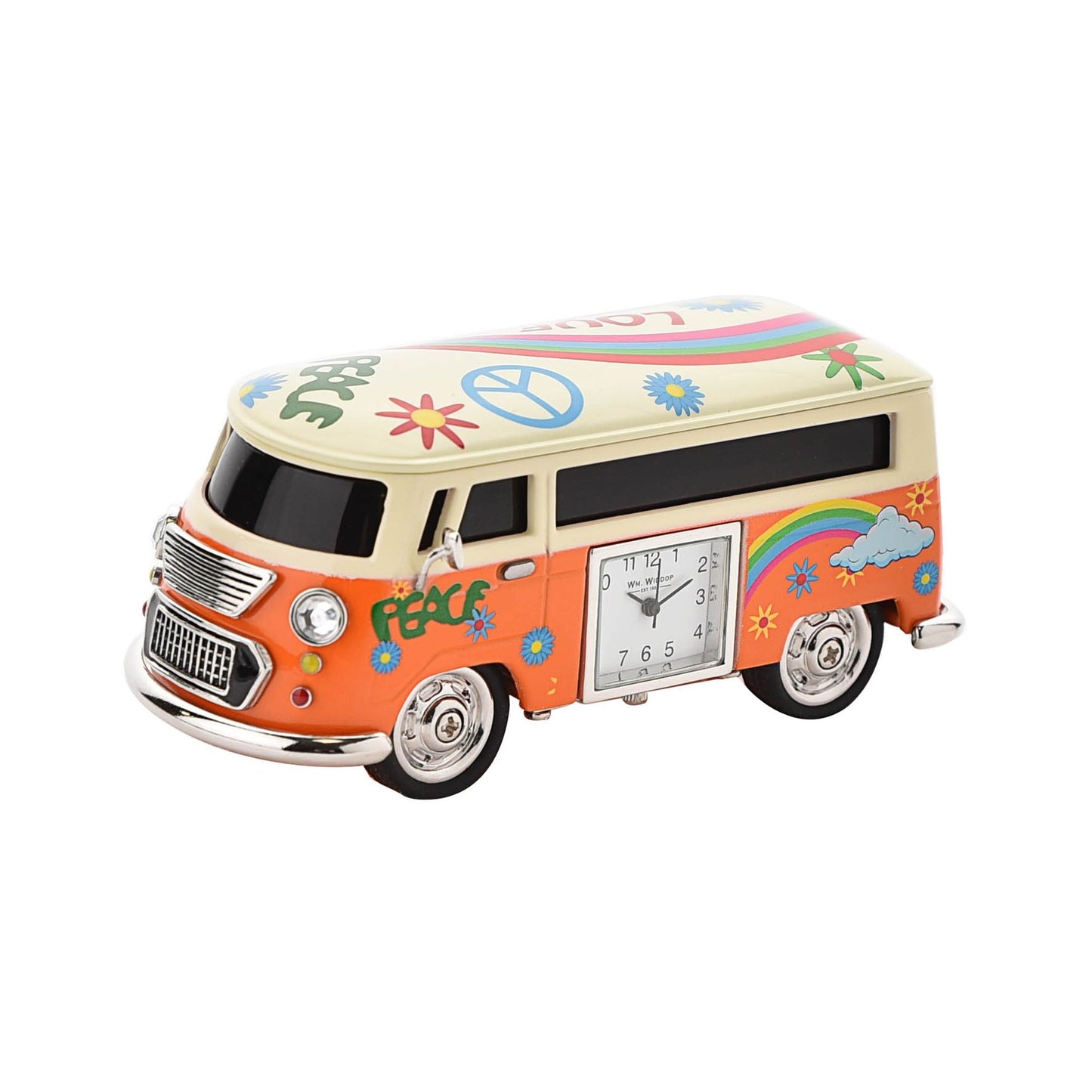 Miniature Orange Camper Van Clock