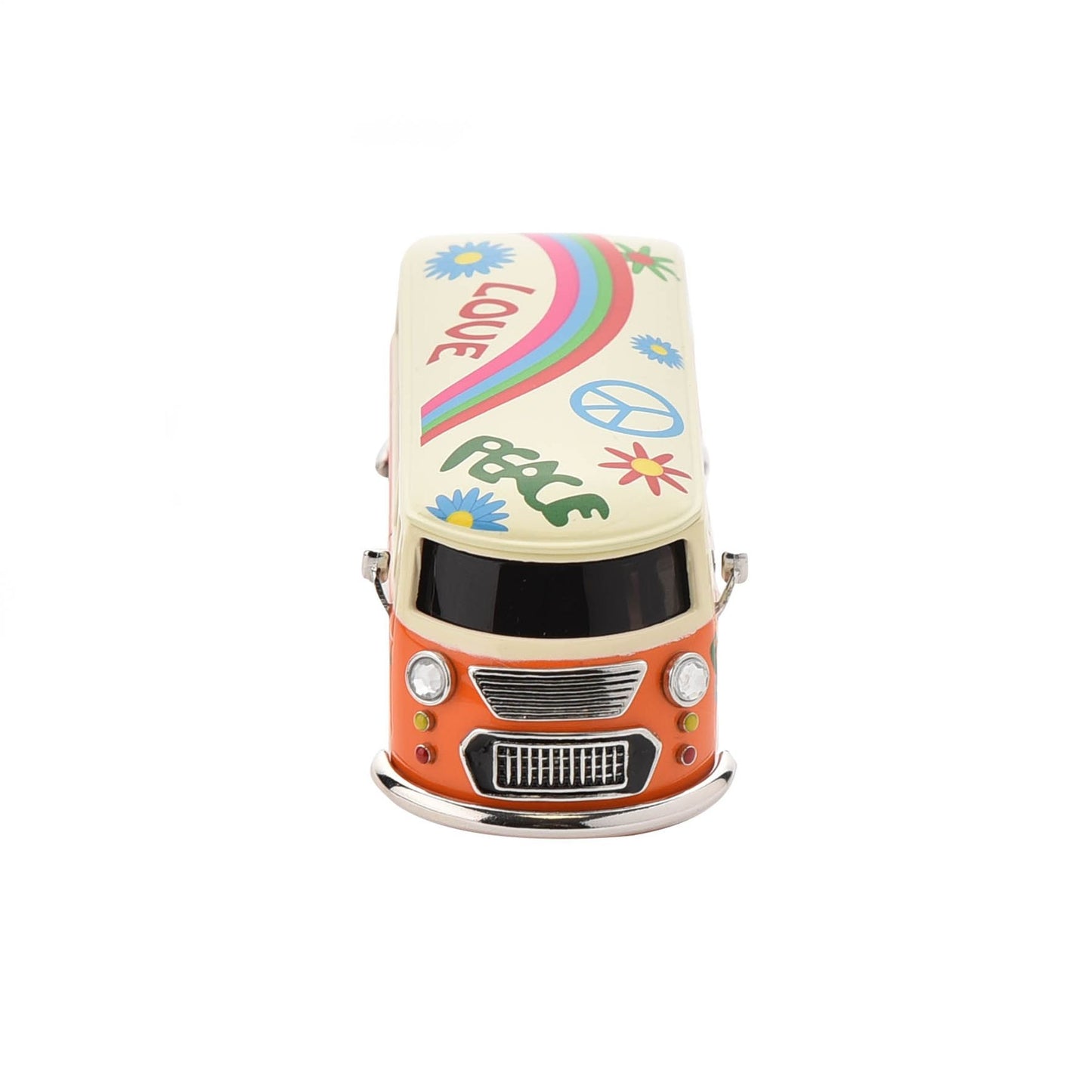 Miniature Orange Camper Van Clock