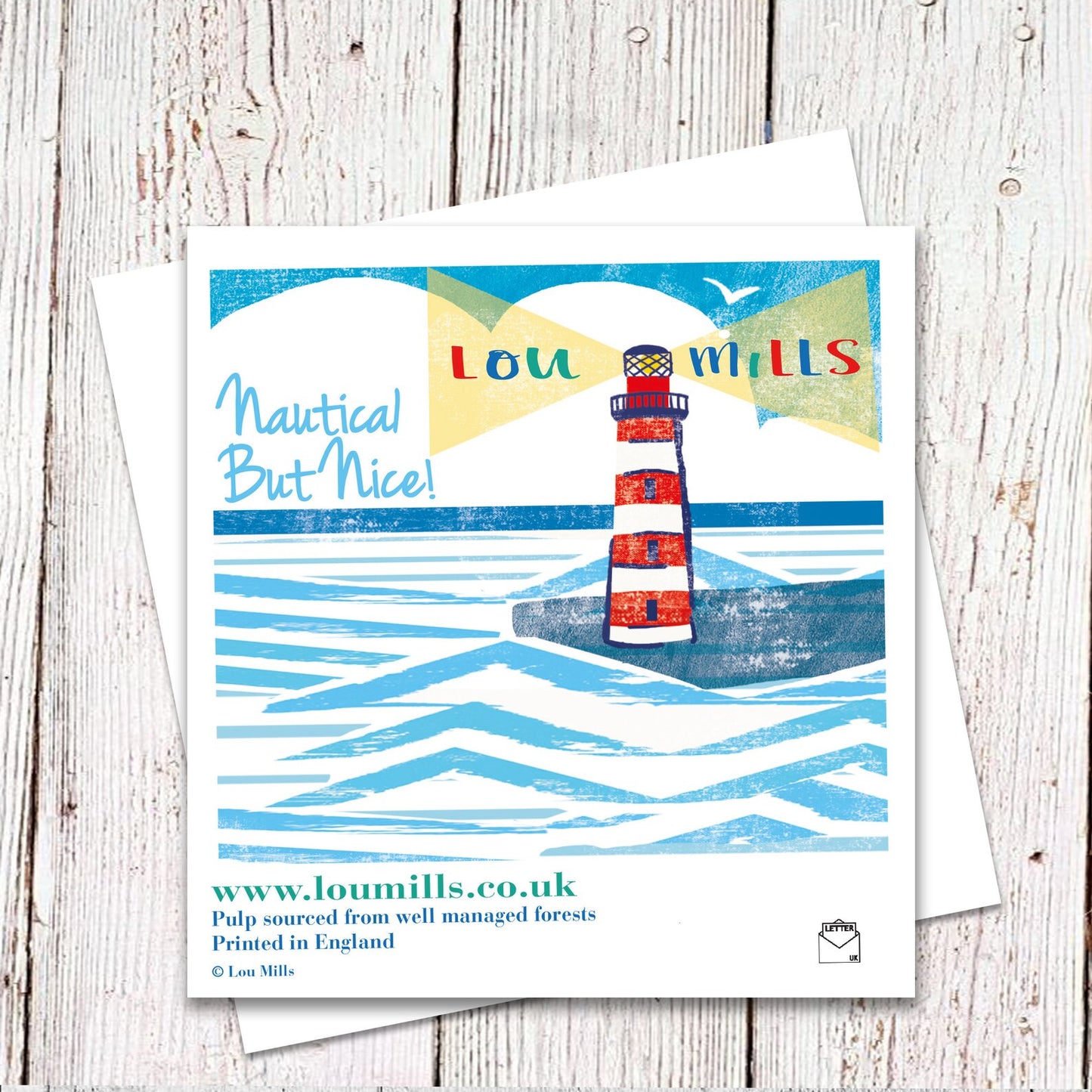 'Fish and Ships' Blank Card by Lou MIlls