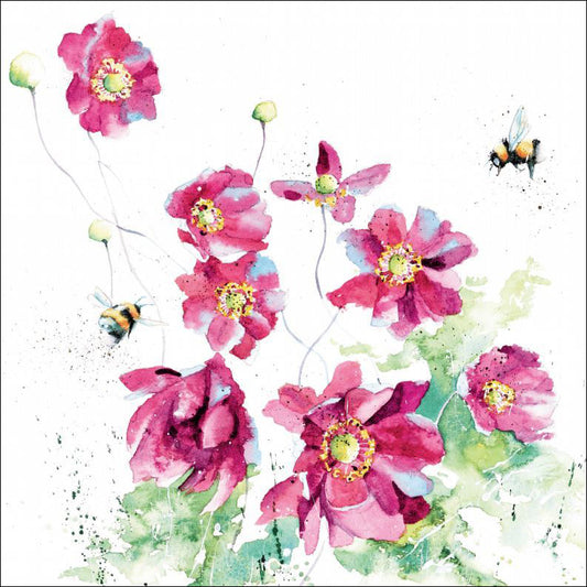 Rachel Toll Japanese Anemones Greetings Card