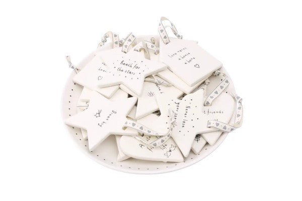 Star and House Shaped Ceramic Hanging Signs