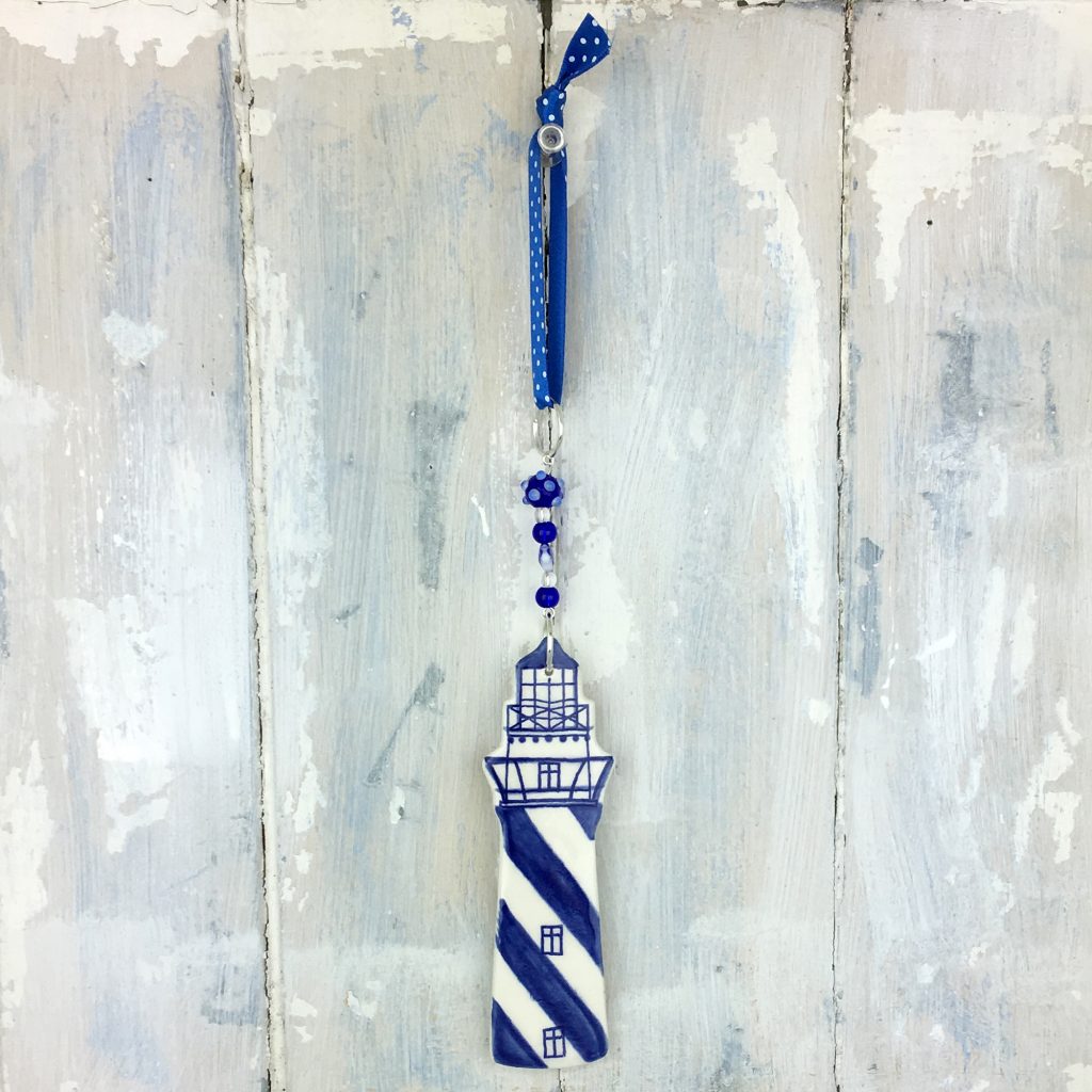 Blue Lighthouse Ceramic Hanging Decoration