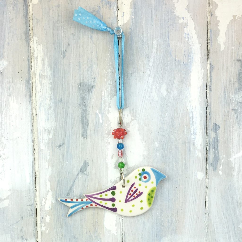 Colour Bird Ceramic Hanging Decoration