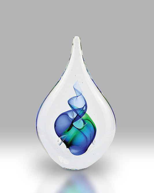 Crystal Glass Drop Paperweight, Blue/Green