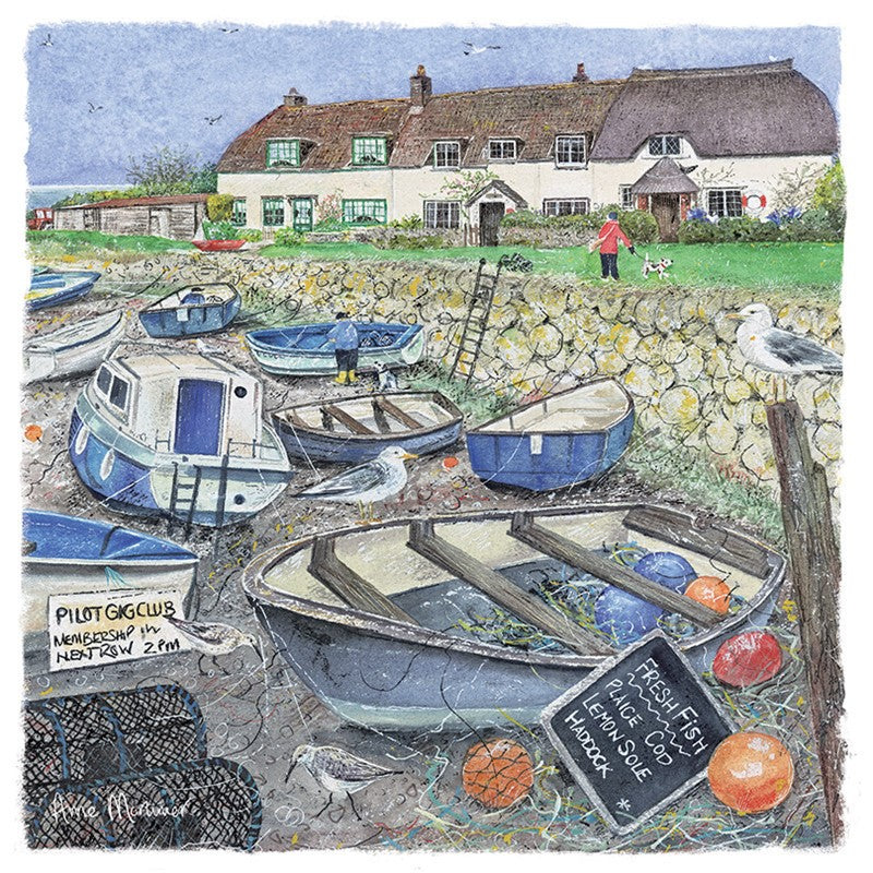 'Harbour Cottages' Seaside Charm Greetings Card