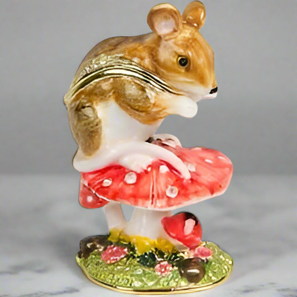 Mouse on Toadstool Treasured Trinket Box