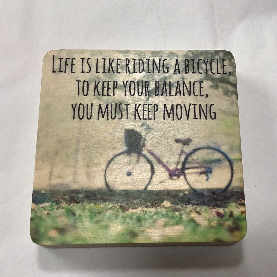 Wooden Block Sign bicycle